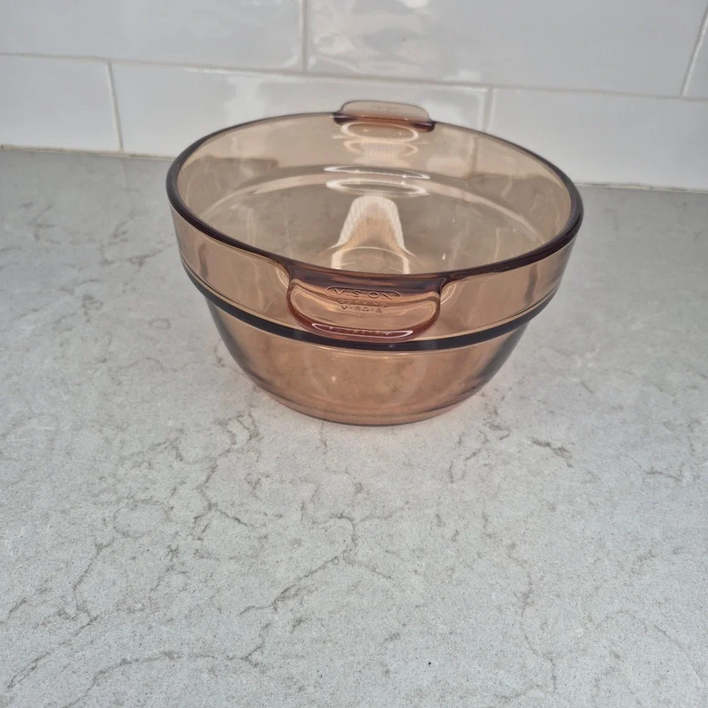 Corning Ware Visions V-20-B Amber Glass Double Boiler Insert France Vintage